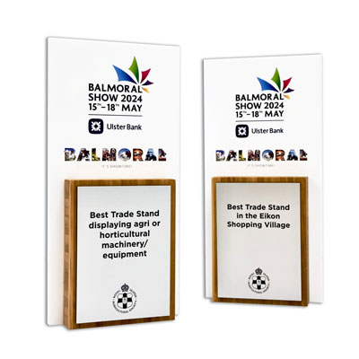 Plaque style awards for Balmoral with bespoke style - part of the Rumo range from More Awards