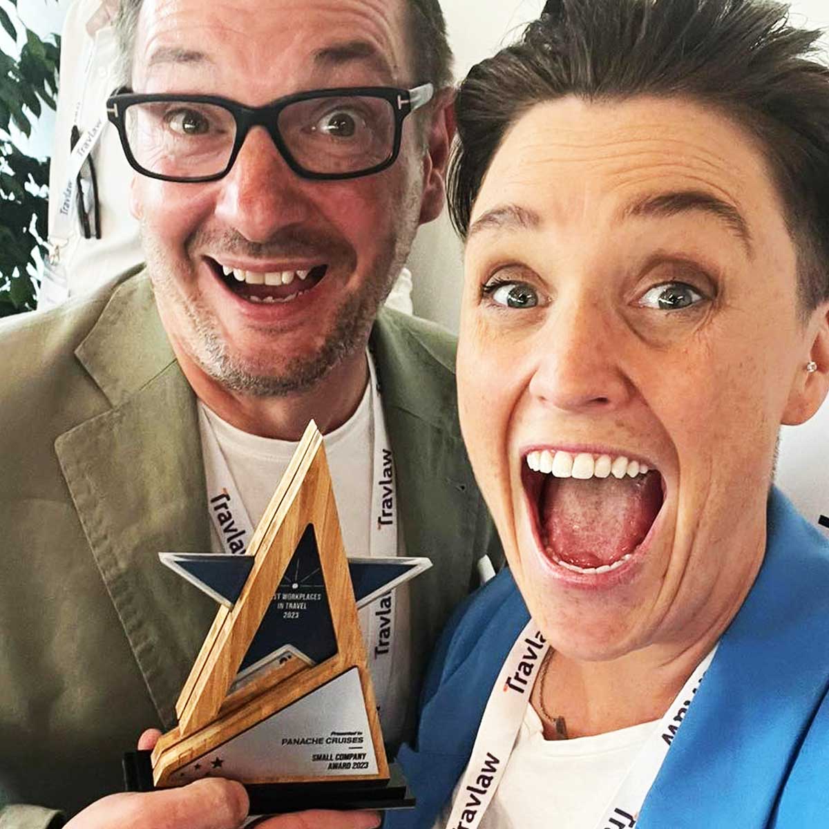 Travel services awards with star detail within design