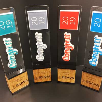Tower shape awards with sustainable finishes