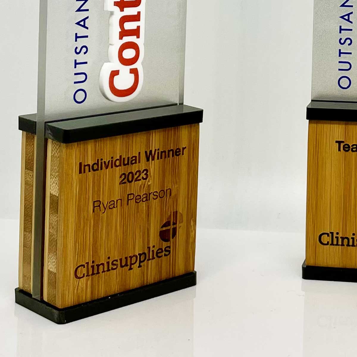 Custom contribution trophy for healthcare and pharmaceutical awards by More Awards