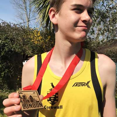 Cornwall runner with Ysella medal produced by More Awards