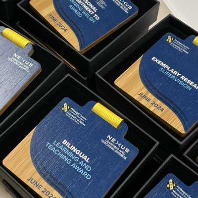Wooden eco medals with sustainable presentation box