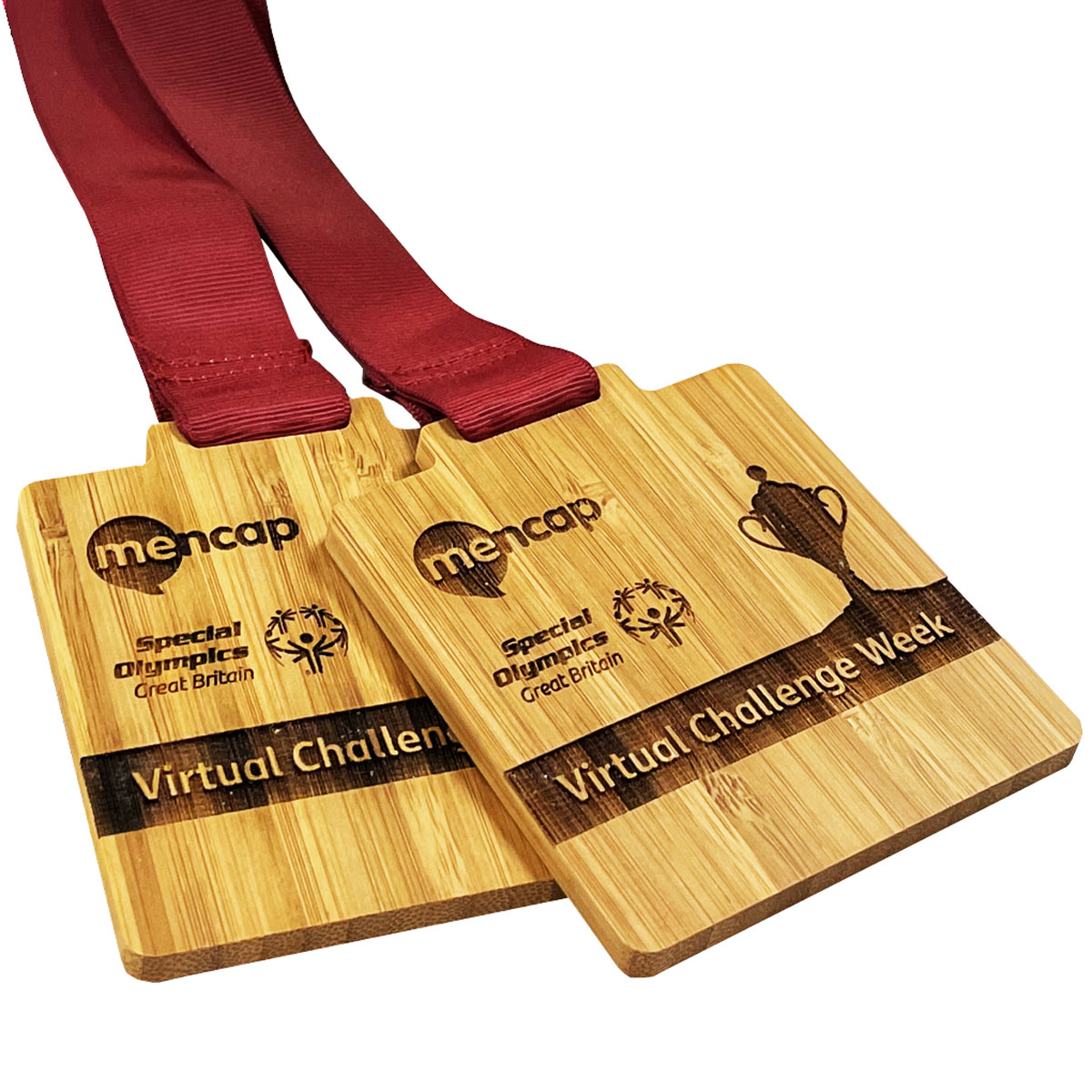 Quality bespoke wooden medals with colour branding by More Awards
