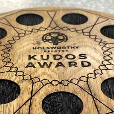 Oak award with laser engraved rebate area for future winners | More Awards