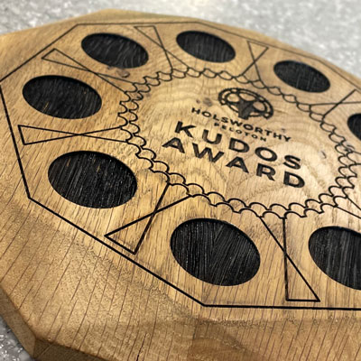 Cycling event trophy made from solid oak | More awards