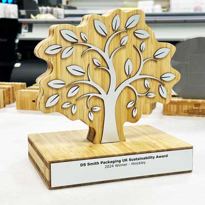 Bespoke tree shape award design and produced using sustainable bamboo | By More Awards