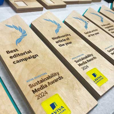 Sustability Media Awards sponsored by Aviva using our Demelza Awards by More Awards