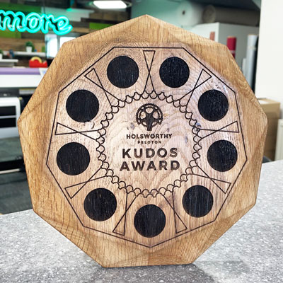 Peloton awards with winner inlay for Kudos | by More Awards