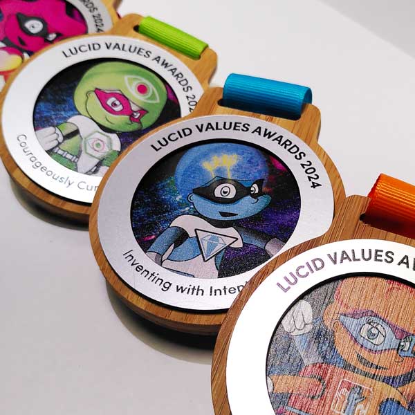 Medals with cartoon character on front