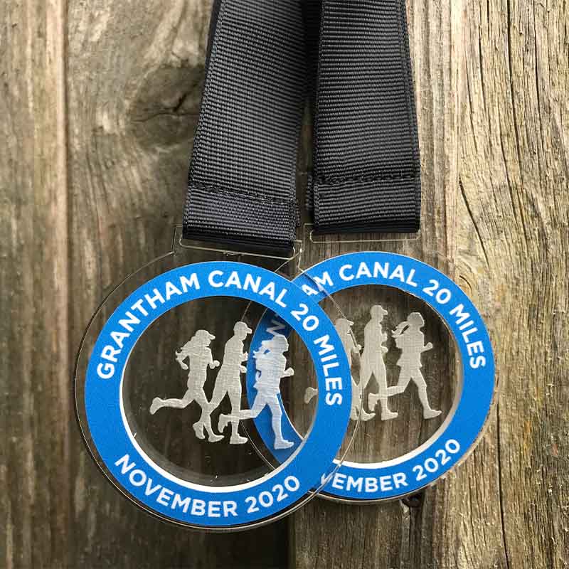 Recycled acrylic running medals